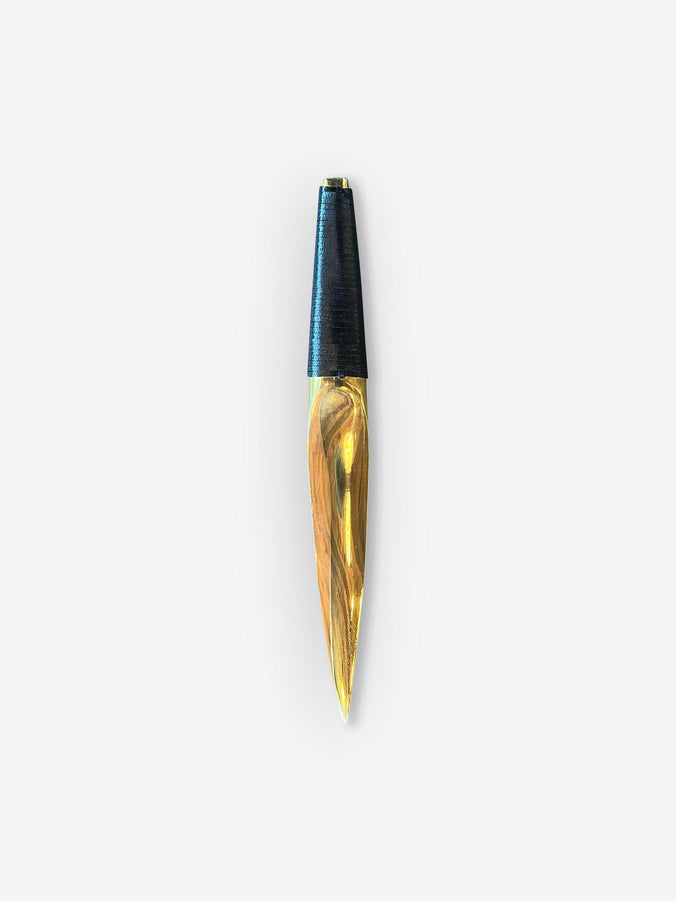 Polished Brass Letter Opener Wrapped In Leather by Carl Auböck