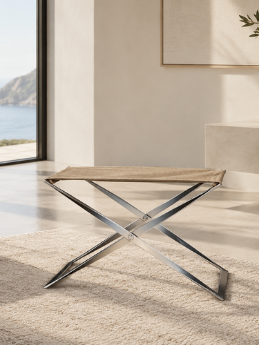Poul Kjaerholm PK91 Folding Stool in Rustic Leather by Fritz Hansen