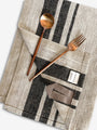 Pair Of Rough Linen Tea Towel in Charcoal Stripe by Amphitrite Studio