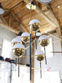 Vintage Ceiling Light 1950's Light fixture in the Style of Stilnovo with Brass and Six Glass Globes Lighting Vintage Default