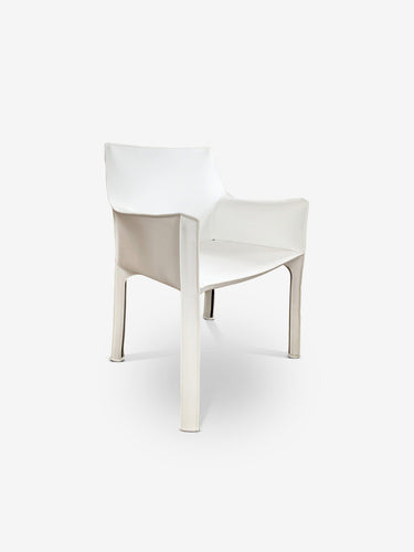 Cassina Mario Bellini Cab Arm Chair in White by Cassina Furniture New Seating 24.4