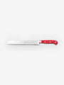 Berti Bread Knife with Wood Block by Berti Kitchen Accessories New Kitchen Knives Total Length: 14" Blade Length: 8.7" / Red Lucite / Steel