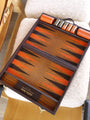 Geoffrey Parker Brown and Red Leather Backgammon Board by Geoffrey Parker Home Accessories New Games Backgammon Board / Brown and Red / Geoffrey Parker