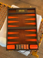 Brown and Red Leather Backgammon Board by Geoffrey Parker - MONC XIII