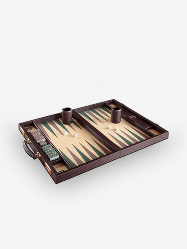 Geoffrey Parker Brown and Sage Leather Backgammon Board by Geoffrey Parker Home Accessories New Games Default