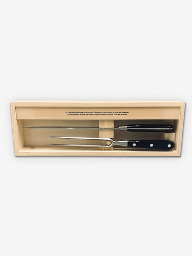 Berti Carving Set in Black Lucite Handles with Wood Block by Berti Kitchen Accessories New Kitchen Knives Default Title / Default / Default