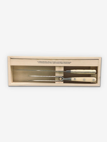 Berti Carving Set in White Lucite Handles with Wood Block by Berti Kitchen Accessories New Kitchen Knives Default Title / Default / Default
