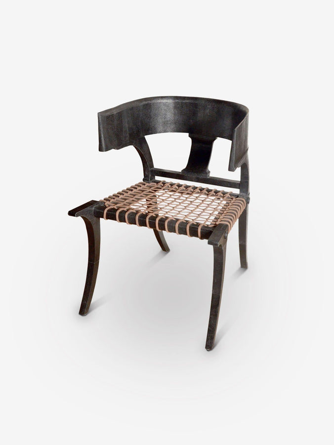 D-Klismos Low Back Chair in Black Lizard