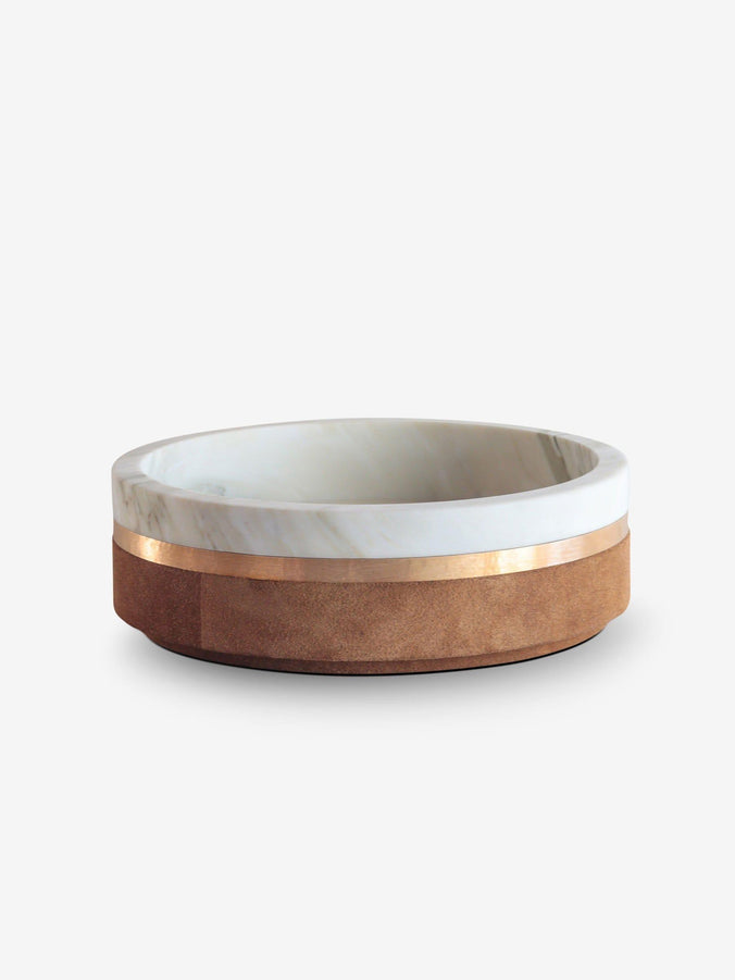 Dure Bowl in Calacatta Marble and Sand Suede