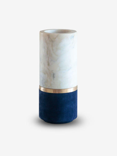 Michael Verheyden Dure Vase in Calacatta Marble and Marine Suede Home Accessories New Vessels 6