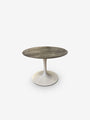 Eero Saarinen Small Round Table with Grey Satin Marble Top & White Base by Knoll - MONC XIII