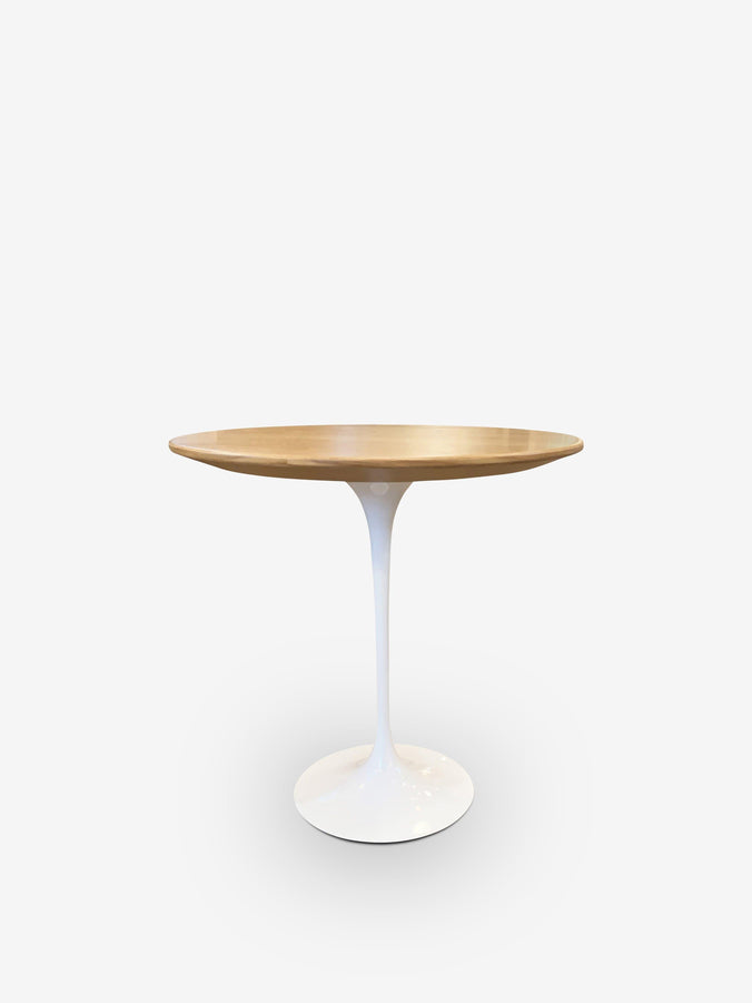 Eero Saarinen Small Round Table with Oak Top & White Base by Knoll