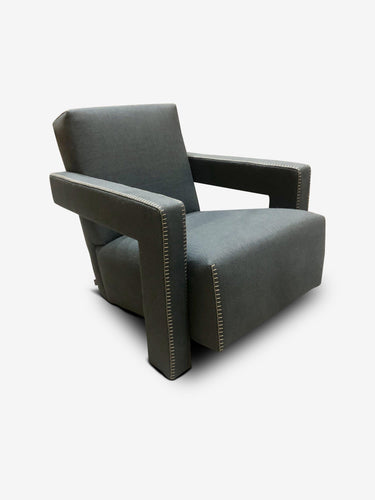 Cassina Gerrit Thomas Rietveld Utrecht Armchair in Linen by Cassina Furniture New Seating 25.2” W x 33.4” D x 27.6” H / JEANS / Linen