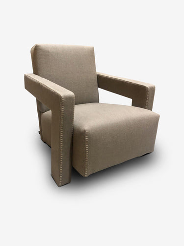 Cassina Gerrit Thomas Rietveld Utrecht Armchair in Linen by Cassina Furniture New Seating 25.2” W x 33.4” D x 27.6” H / TARTUFO / Linen