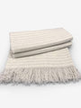 Alonpi Girona Throw by Alonpi Textiles New Pillows and Throws 86" L x 59" W / Striped Oatmeal / Cashmere