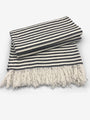Alonpi Girona Throw by Alonpi Textiles New Pillows and Throws 86" L x 59" W / Striped Ivory and Black / Cashmere