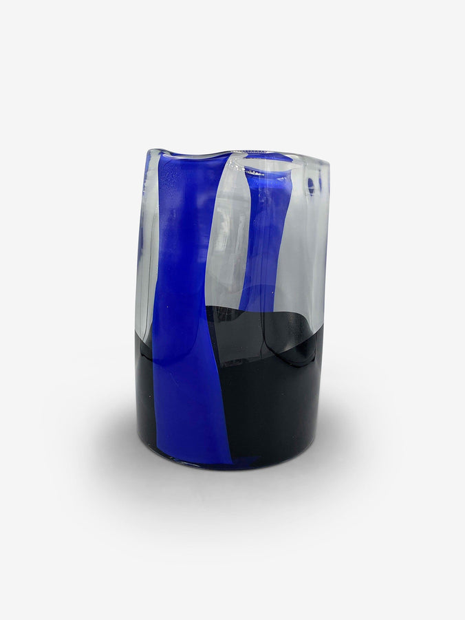 Ichnos A Black & Blue Glass Vase by Arcade Glass
