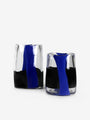 Arcade Murano Ichnos A Black & Blue Glass Vase by Arcade Glass Tabletop New Glassware 13” H x 9" Diameter / Black & Blue / Glass