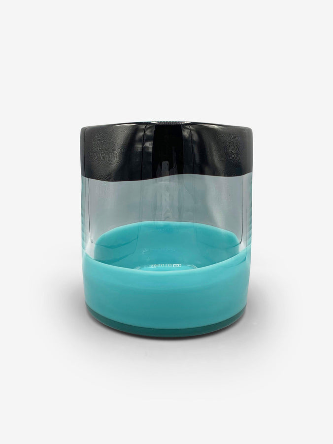 Ichnos B Black Turquoise Glass Vase by Arcade Glass