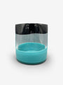 Arcade Murano Ichnos B Black Turquoise Glass Vase by Arcade Glass Tabletop New Glassware 11" H x 8" Diameter / Black Turquoise / Glass