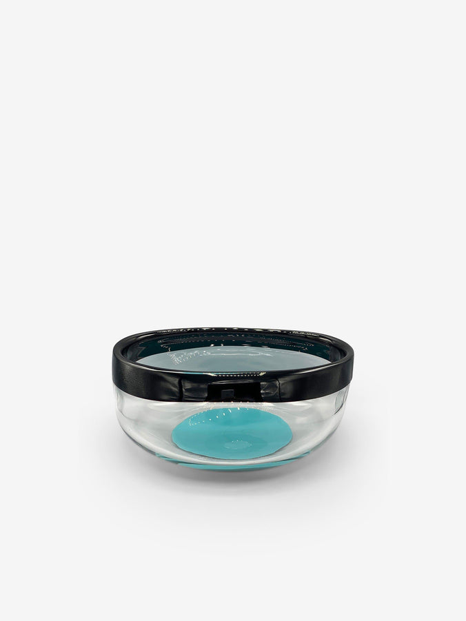 Ichnos Black Turquoise Glass Bowl by Arcade Glass