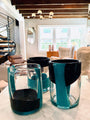 Arcade Murano Ichnos Black Turquoise Glass Vases - Mini 3 Piece Set by Arcade Glass Tabletop New Glassware 7.75” H x 5.5” Diameter / Black Turquoise / Glass