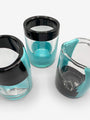 Arcade Murano Ichnos Black Turquoise Glass Vases - Mini 3 Piece Set by Arcade Glass Tabletop New Glassware 7.75” H x 5.5” Diameter / Black Turquoise / Glass