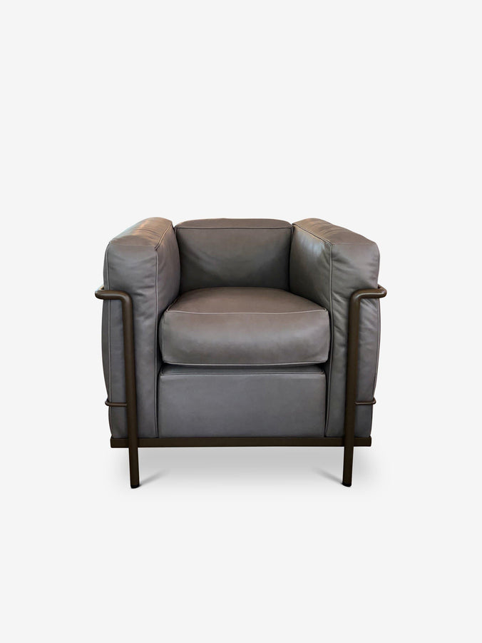 iMaestri Le Corbusier 2 Armchair Corbusier in Grey Leather by Cassina