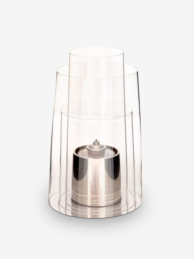 Large Hurricane Lantern with Polished Sterling Silver Candle Holder by Deborah Ehrlich