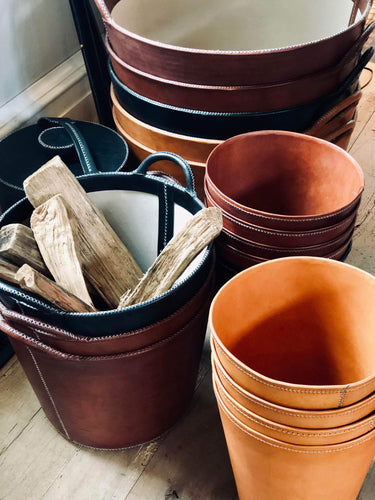 Sol y Luna Leather Waste Paper Basket by Sol y Luna Home Accessories New Leather Goods