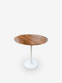 Knoll High Eero Saarinen Small Round Table with Rosewood Top & White Base by Knoll Furniture New Tables 20" W x 20" H / Natural / Metal