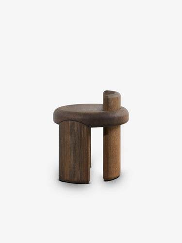 Luca Erba Kafa Stool in Grey Patinated Oak by Collection Particuliere - MONC XIII