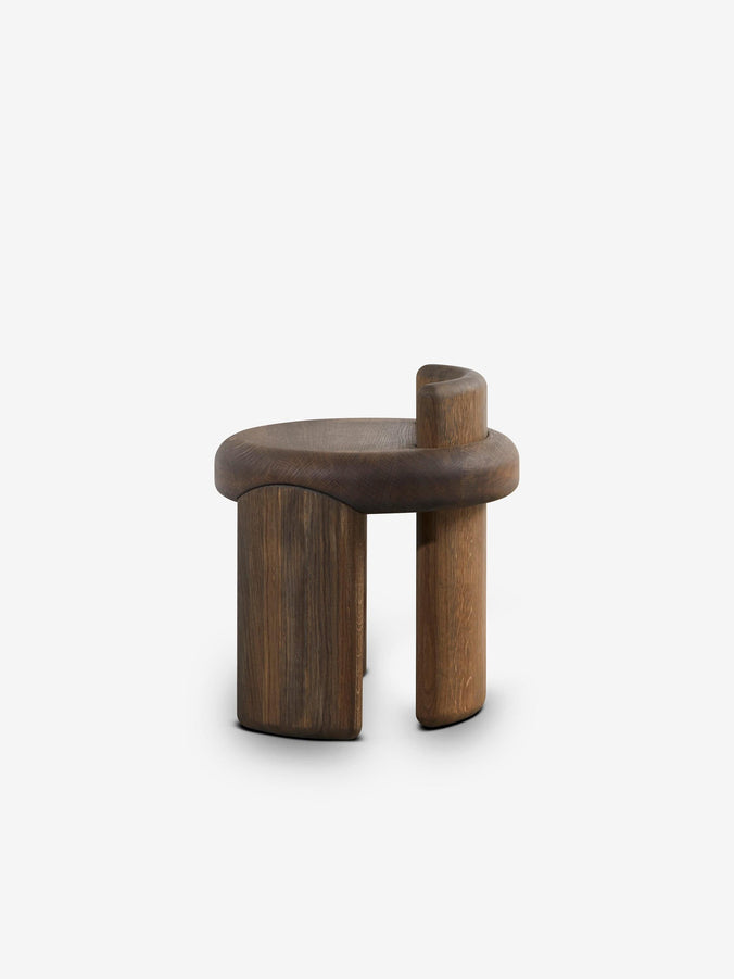 Luca Erba Kafa Stool in Grey Patinated Oak by Collection Particuliere