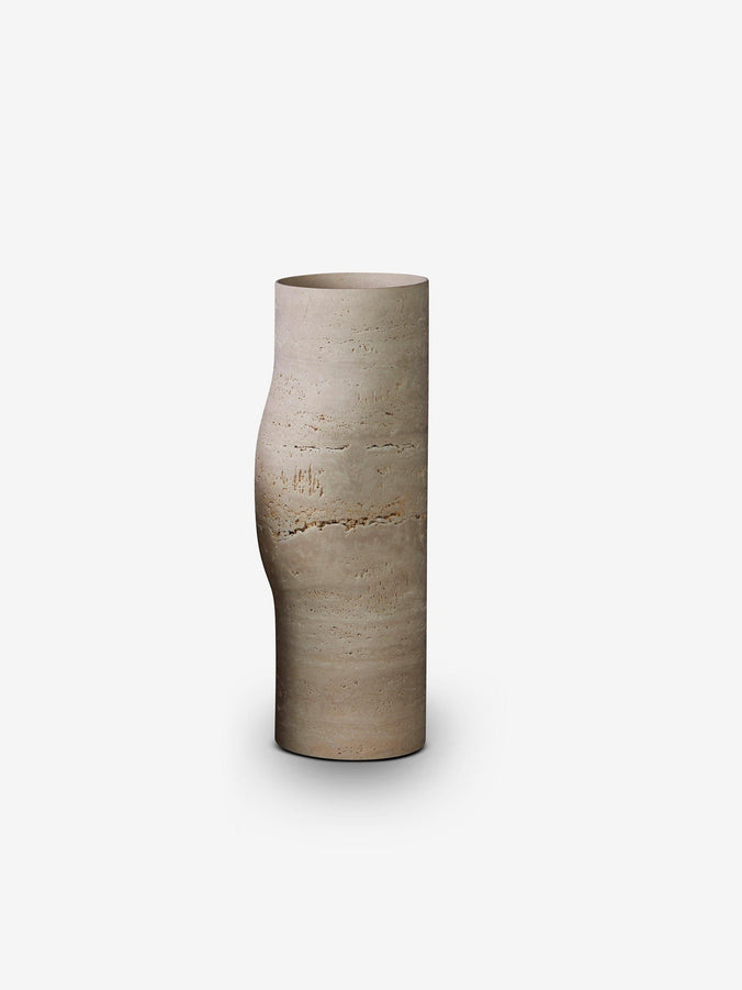 Medium BOS Vase in Roman Travertine by Christophe Delcourt for Collection Particuliere