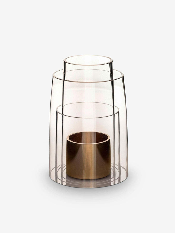 Medium Hurricane Lantern with 24k Gold Candle Holder by Deborah Ehrlich
