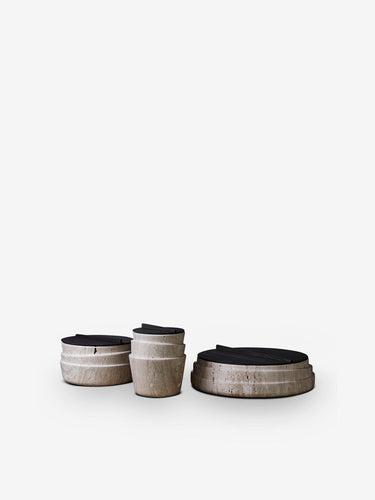 Medium STCKD Container in Roman Travertine with Lid by Dan Yeffet for Collection Particuliere - MONC XIII