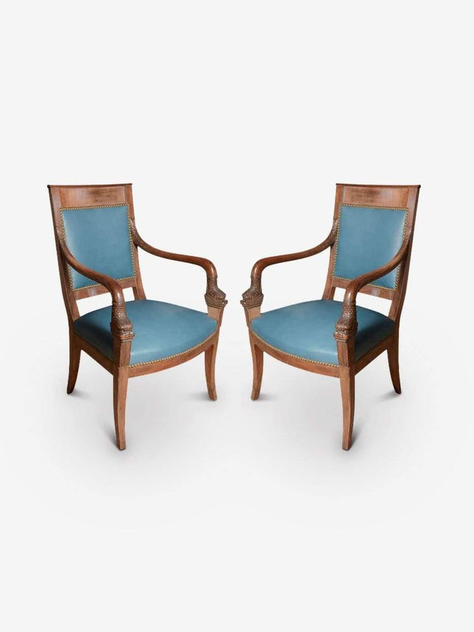 Mid Century Directoire Chairs in Mahogany