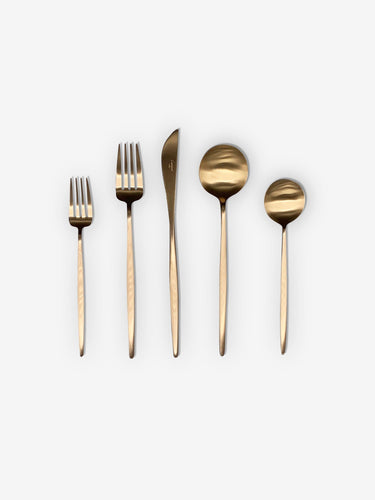 Cutipol Moon 5 Piece Place Setting by Cutipol Tabletop New Cutlery Matte Copper