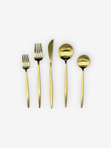Cutipol Moon 5 Piece Place Setting by Cutipol Tabletop New Cutlery Matte Gold