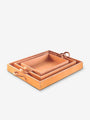 Sol y Luna Nest of Three Leather Trays by Sol y Luna Home Accessories New Leather Goods Small Tray: 15.25" L x 11.25" W Medium Tray: 19" L x 15" W Large Tray: 23" L x 19" W / Natural / Leather