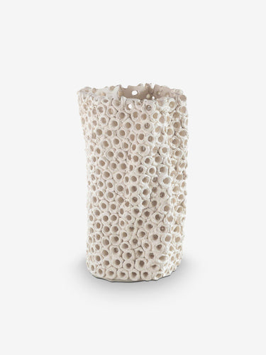 Gilles Caffier Organic Form Vase with Large Piercings in White by Gilles Caffier Home Accessories New Vessels Default