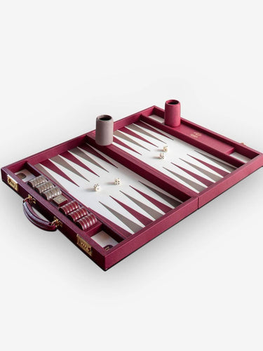 Geoffrey Parker Ox Blood and Slate Grey Leather Backgammon Board by Geoffrey Parker Home Accessories New Games Default
