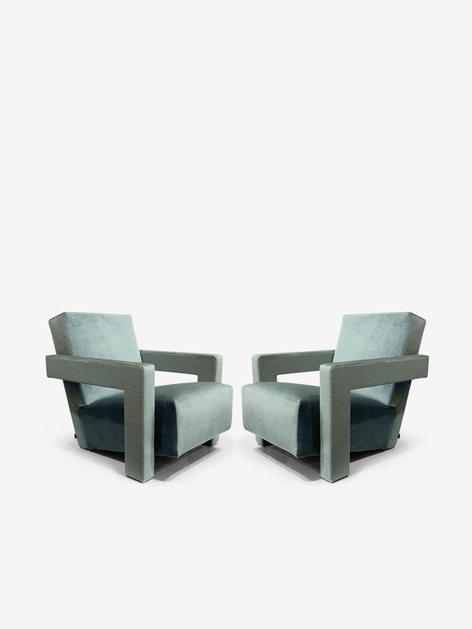 Pair Of Gerrit Thomas Rietveld Utrecht Armchair in Velvet by Cassina