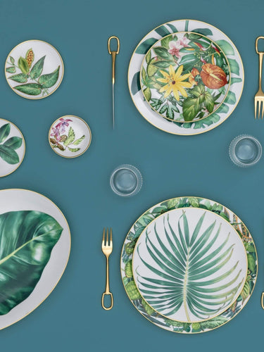 Hermes Passifolia Medium Oval Platter by Hermes Tabletop New Dinnerware Platter / White and Green / Porcelain