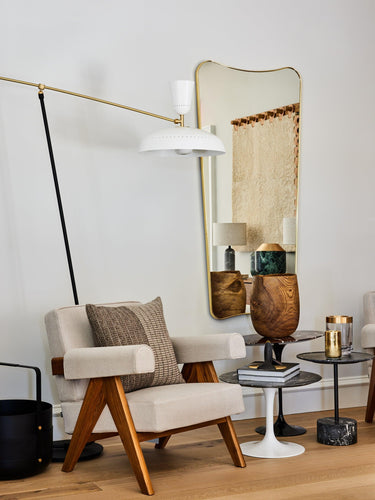 Pierre Jeanneret 1960 Capitol Complex Armchair in Teak with Cenere Fabric by Cassina - MONC XIII