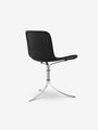 Fritz Hansen Poul Kjaerholm PK9 Chair in Satin Brushed Steel and Black Leather by Fritz Hansen Furniture New Seating 22.8” W x 22.8” D x 30.3” H x 16.9” Seat Height / Black / Leather