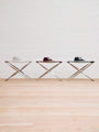 Fritz Hansen Poul Kjaerholm PK91 Folding Stool in Natural Canvas by Fritz Hansen Furniture New Seating 23" W x 18" D x 16" H / Natural / Canvass