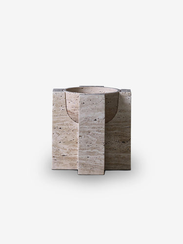 Collection Particuliere Roman Travertine KEY Tidy by Arno Declerq for Collection Particuliere Home Accessories New Vessels 7.8” Dia x 7.8” H / Roman Travertine / Marble