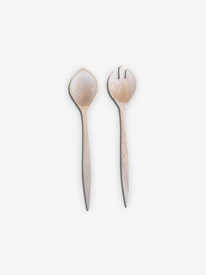 Salad Server Duo in White Oak