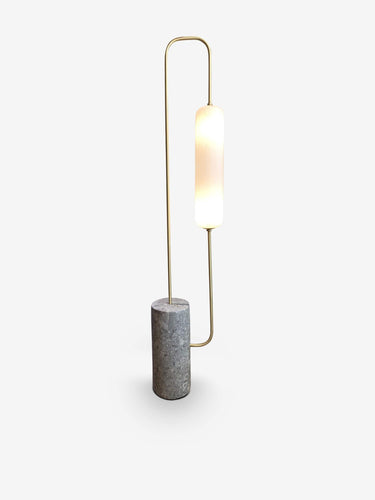 Collection Particuliere Segment Floor Lamp by Dan Yeffet For Collection Particuliere Lighting New dimensions: 47” Total H 4” Diameter x 16” Base H / Ceppo di Gre / Marble